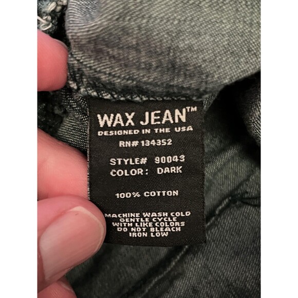 Wax Jean Shorts Womens Large Dark Blue Denim Casual Roll Cuff Drawstring Pockets - Picture 4 of 4